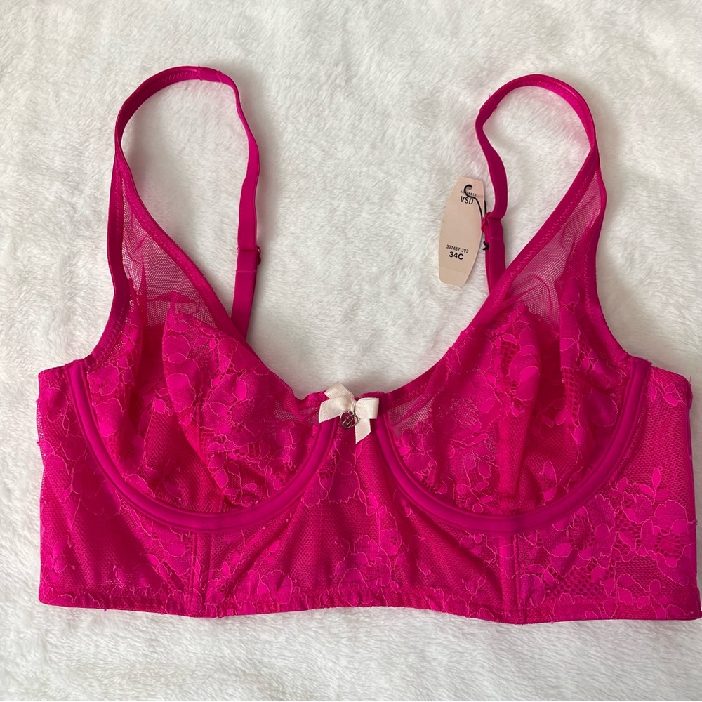 Victoria's Secret Body by Victoria Lace Unlined Demi Bra/Bralette Size 3…